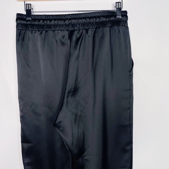 Gibson Look XSmall XS Black Satin Look Cinch Bottom Joggers Tie Waist Pockets - Picture 7 of 11